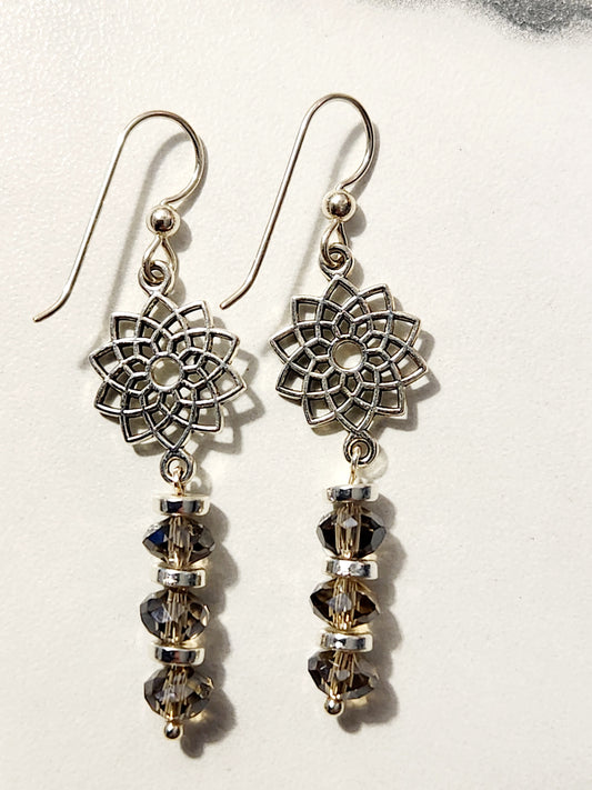 Silver and Gray Glass earrings