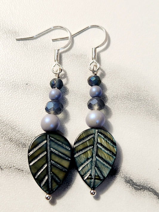 Opal leaf earrings